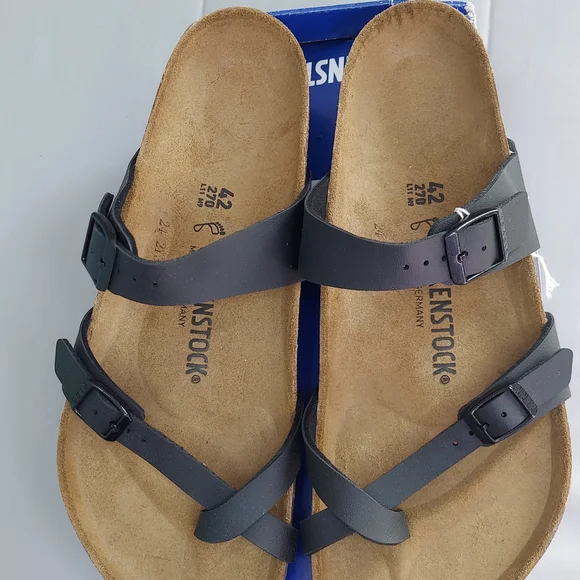 Birkenstock Black Leather Sandals Women Size 11 (EU 42) Or Men's Size 9 NWT - Picture 6 of 16